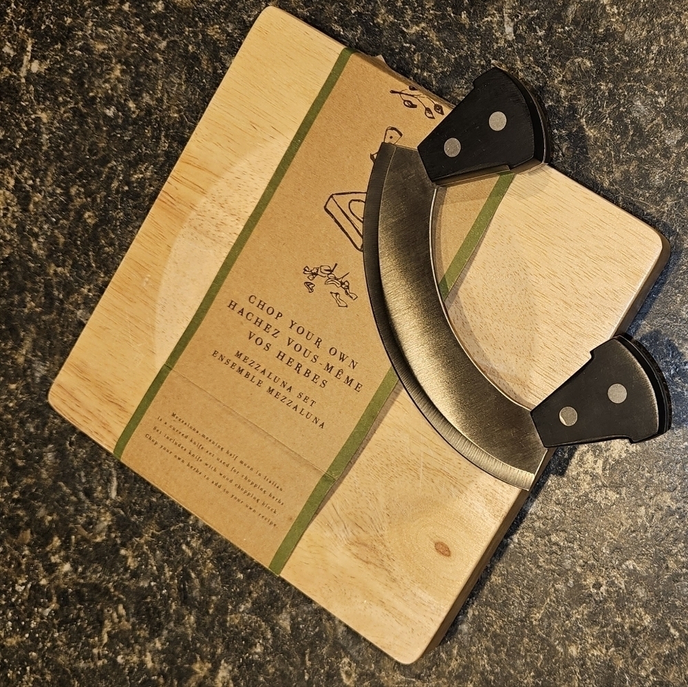 Mezzaluna Set for chopping herbs or garlic, cheese​​​​​